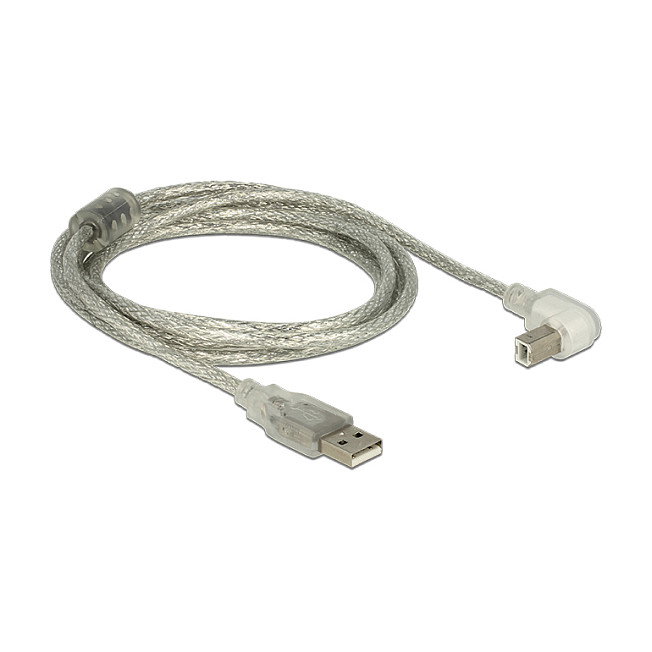 DeLOCK Cable USB 2.0 Tipo-A a Tipo-B Angular 2m Transparente/Plata DeLOCK Cable USB 2.0 Tipo-A a Tipo-B Angular 2m Transparente/Plata