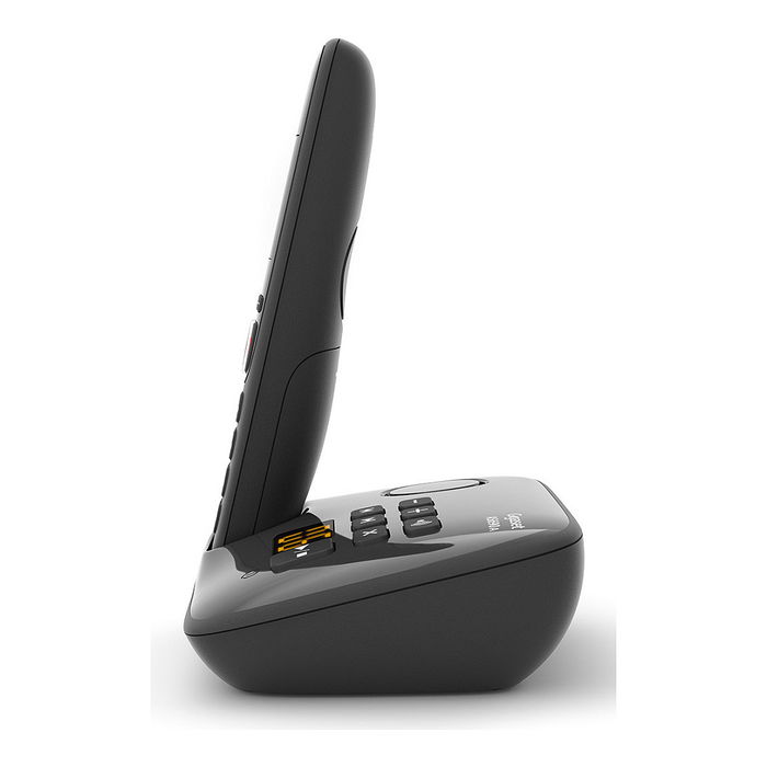Gigaset AS690A Teléfono DECT/Analógico Inalámbrico con Contestador, Pantalla 2", 100 Entradas, Identificador de Llamadas, Negro
