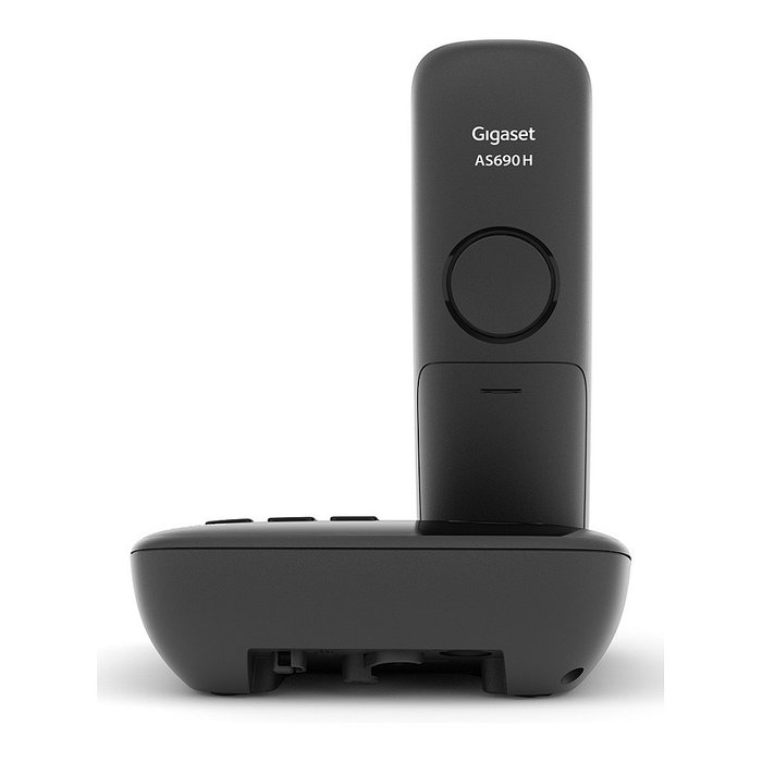 Gigaset AS690A Teléfono DECT/Analógico Inalámbrico con Contestador, Pantalla 2", 100 Entradas, Identificador de Llamadas, Negro