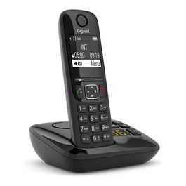 Gigaset AS690A Teléfono DECT/Analógico Inalámbrico con Contestador, Pantalla 2", 100 Entradas, Identificador de Llamadas, Negro