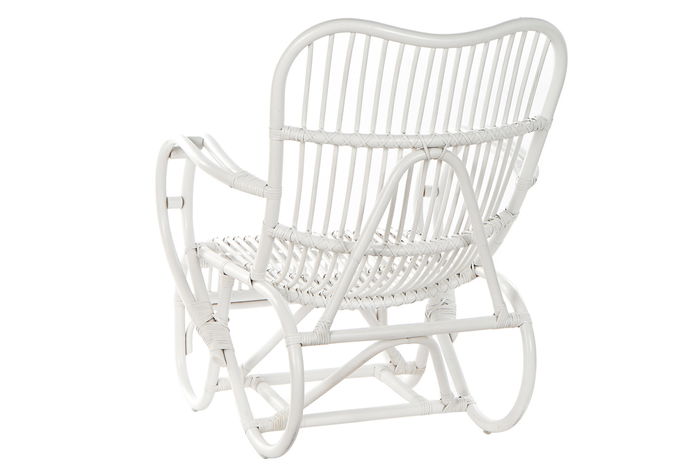 DKD Home Decor Butaca Balines Blanco Ratán Hecho a mano 85 x 85 x 75 cm