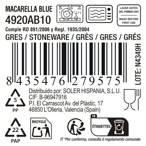 La Mediterranea Bol Macarella Blue 1300ml ø18x9.5cm