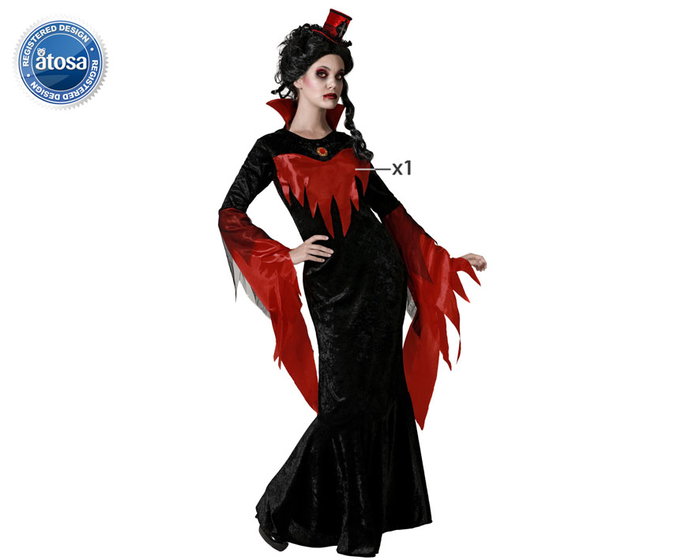 Disfraz Vampiresa Clásica Con Vestido Negro Para Mujer XL Halloween Disfraz Vampiresa Clásica Con Vestido Negro Para Mujer XL Halloween
