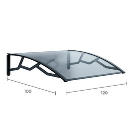 Art Plast Marquesina de policarbonato transparente 6 mm, 100 x 120 cm, gris oscuro