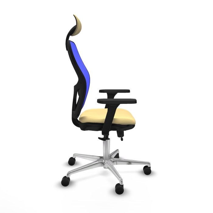 PIQUERAS Y CRESPO Silla de oficina Jorquera con mecanismo Sincro/Traslack, Crema y Azul