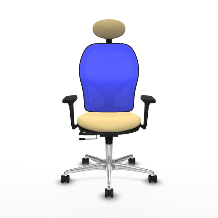 PIQUERAS Y CRESPO Silla de oficina Jorquera con mecanismo Sincro/Traslack, Crema y Azul