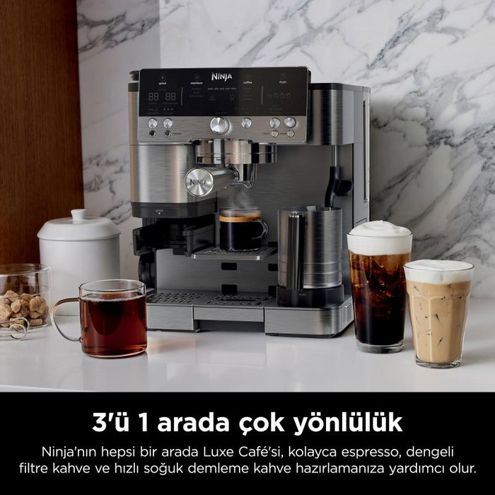 Ninja ES601EU Luxe Café Premier Máquina espresso con molinillo integrado, 9 bar, espumador de leche, 1650W, negro/acero inoxidable Ninja ES601EU Luxe Café Premier Máquina espresso con molinillo integrado, 9 bar, espumador de leche, 1650W, negro/acero inoxidable