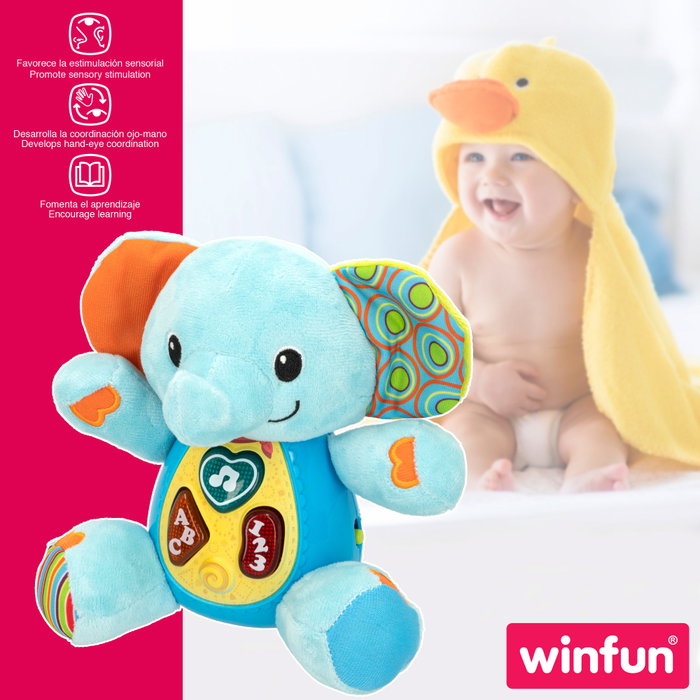 Winfun Peluche elefante para bebés que habla con luces