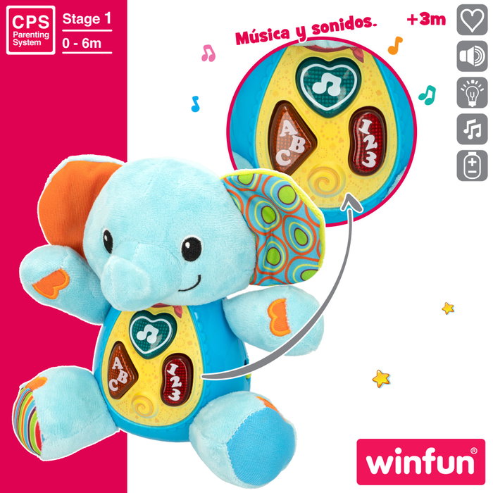 Winfun Peluche elefante para bebés que habla con luces