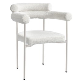 DKD Home Decor Silla de Metal y Poliéster Blanco con Bucle