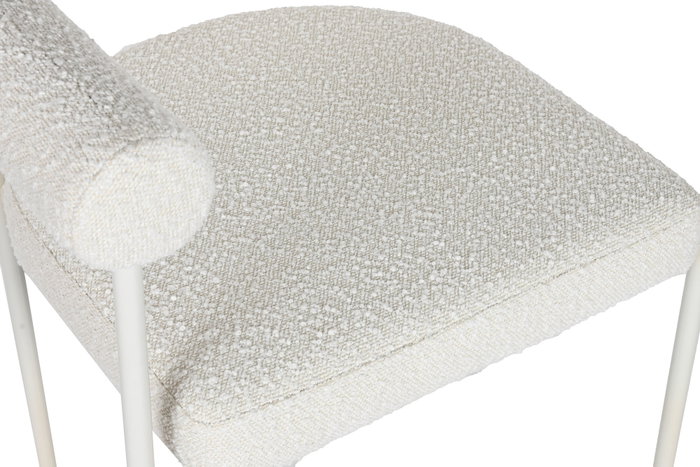 DKD Home Decor Silla de Metal y Poliéster Blanco con Bucle DKD Home Decor Silla de Metal y Poliéster Blanco con Bucle