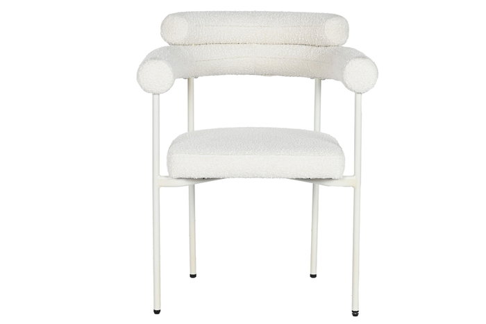 DKD Home Decor Silla de Metal y Poliéster Blanco con Bucle DKD Home Decor Silla de Metal y Poliéster Blanco con Bucle