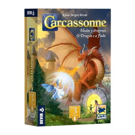 Devir Carcassonne Dragones y Hadas Exp3 Juego de Mesa con Dragón, Hada y Portales Mágicos para 2-6 Jugadores