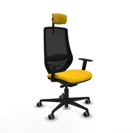 PIQUERAS Y CRESPO Silla de oficina Mardos con mecanismo Sincro/Traslack, Amarillo y Negro
