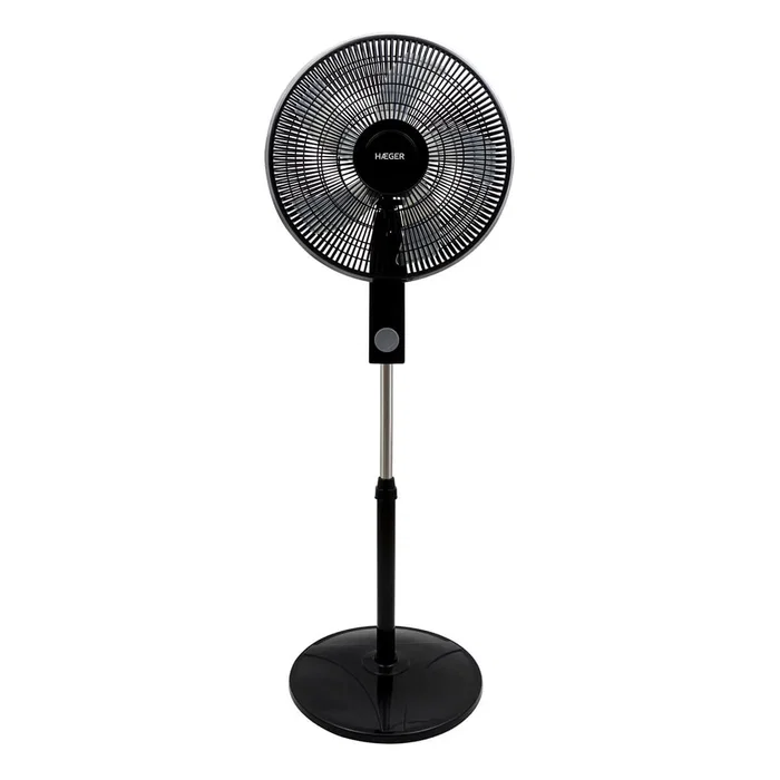 Haeger SF-16B.014A Ventilador de Pie para el Hogar de 40 cm, Negro, 3 Velocidades, Flujo de Aire 4462,2 m³/h, Altura Ajustable