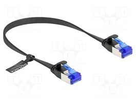 DeLOCK Cable de parcheo plano RJ45 Cat.6A 0,25 m Negro