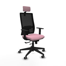 PIQUERAS Y CRESPO Silla de oficina Horna Rosa y Negro con mecanismo Sincro/Traslack