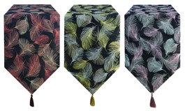 DKD Home Decor Camino de Mesa de Poliéster con Diseño de Plumas 180x30 cm