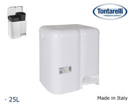 Tontarelli Cubo Basura Doble con Tapa Patty Blanco 25L (4 Unidades)