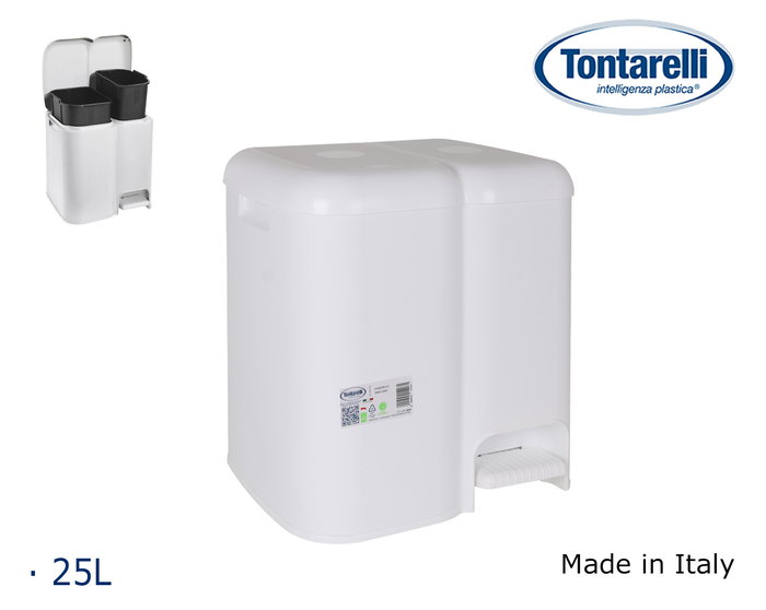 Tontarelli Cubo Basura Doble con Tapa Patty Blanco 25L (4 Unidades) Tontarelli Cubo Basura Doble con Tapa Patty Blanco 25L (4 Unidades)