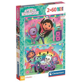 Clementoni Puzzle La Casa de Muñecas de Gabby 2x60pzs Tamaño 26,8x18,3cm