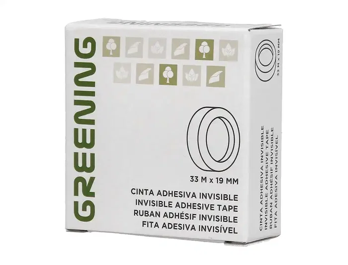 Greening Cinta Adhesiva Invisible para Documentos, 33 metros x 19 mm, Adhesivo Transparente que Permite Escribir, Reparación Discreta, Sellado de Sobres
