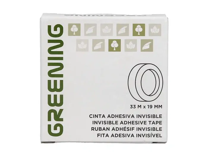 Greening Cinta Adhesiva Invisible para Documentos, 33 metros x 19 mm, Adhesivo Transparente que Permite Escribir, Reparación Discreta, Sellado de Sobres