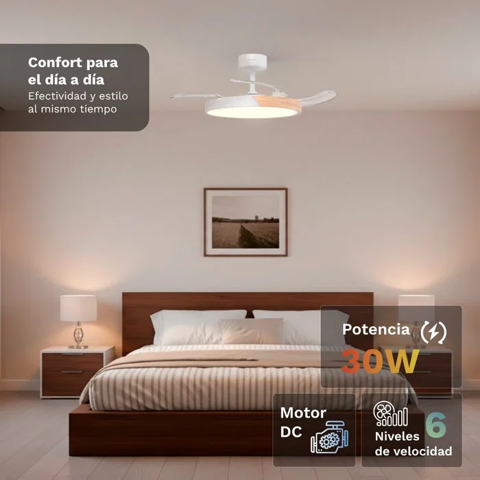 Grunkel SKYDUAL42 Ventilador de Techo 106cm 30W 4 Aspas 6 Velocidades Grunkel SKYDUAL42 Ventilador de Techo 106cm 30W 4 Aspas 6 Velocidades