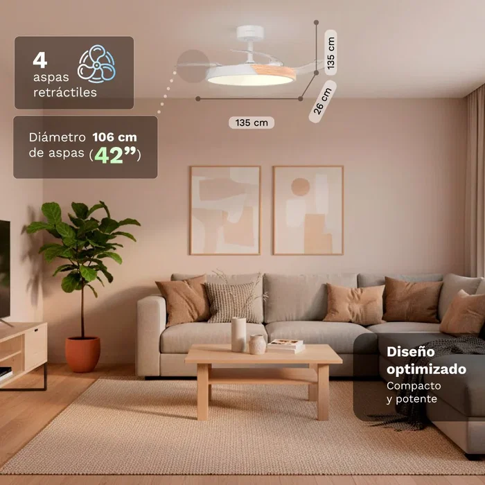 Grunkel SKYDUAL42 Ventilador de Techo 106cm 30W 4 Aspas 6 Velocidades Grunkel SKYDUAL42 Ventilador de Techo 106cm 30W 4 Aspas 6 Velocidades