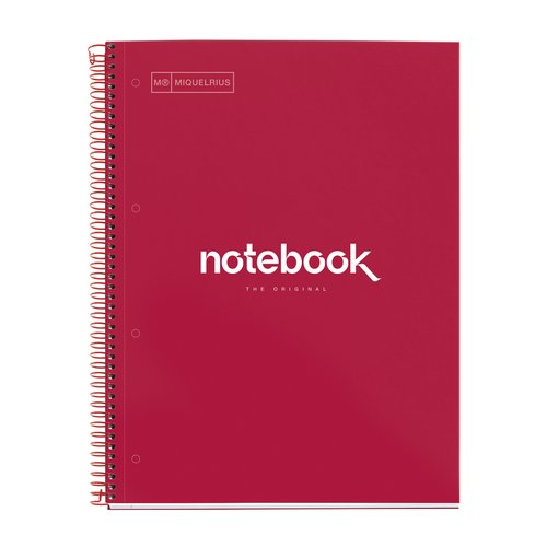 Bloc Miquelrius Emotions Notebook 1 Micro.Tapa Extra A4 80H 90G Cuadric.5X5 Rojo (Set de 5)