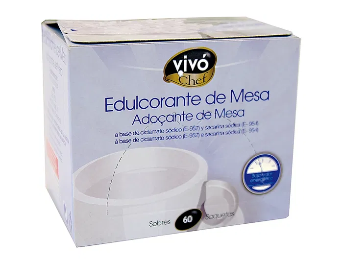 Vivochef Edulcorante de mesa fácil disolución, 60 sobres, dispensador