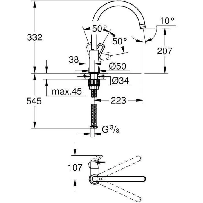 Grohe Mezclador Monomando Lavabo BauLoop 31368001 Caño Alto Cromo Brillante Grohe Mezclador Monomando Lavabo BauLoop 31368001 Caño Alto Cromo Brillante