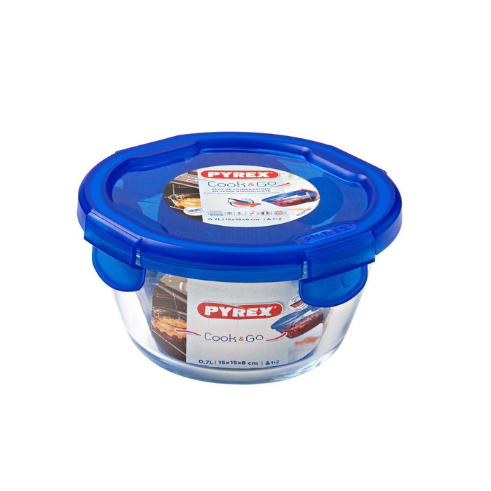Hermético Redondo Boro 70Cl Cook&Go Pyrex® 15,5x15,5x8,5 cm - 0,7 L