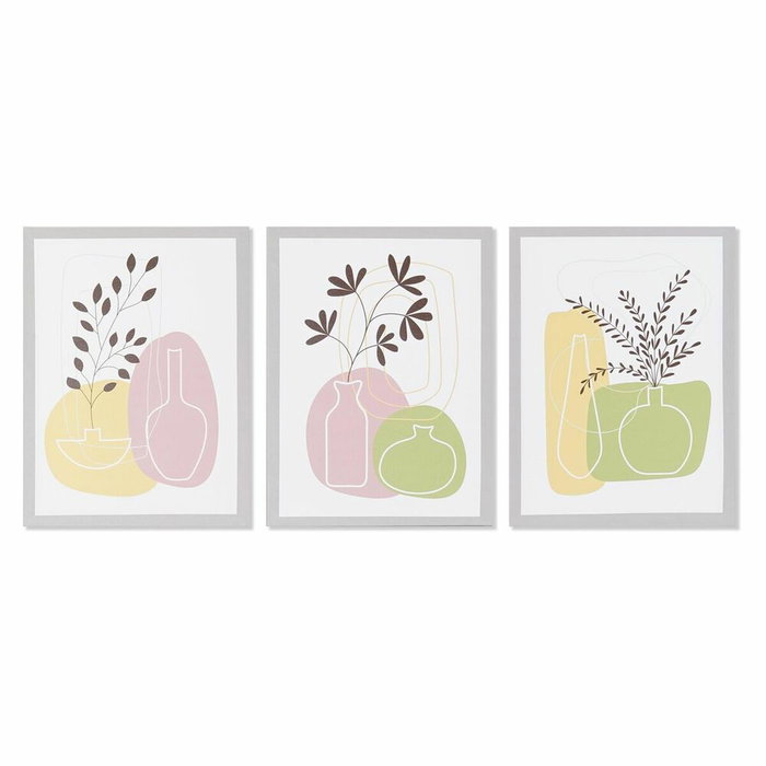 DKD Home Decor Cuadro Lienzo Pino 30x1,8x40 Jarrones Surtido de 3