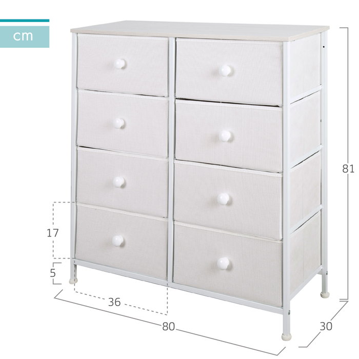 Color Baby Cómoda Max Home de 8 Cajones - Blanco