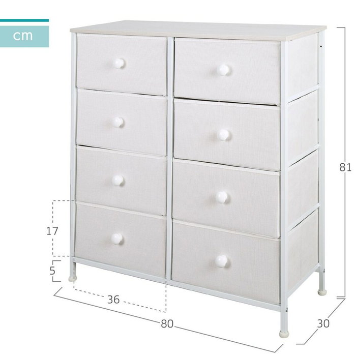 Color Baby Max Home Cómoda 8 Cajones 80X30X81 Cm - Blanco Color Baby Max Home Cómoda 8 Cajones 80X30X81 Cm - Blanco