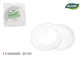 Algon Set de 3 Bandejas Redondas con Blonda 20 cm (24 Unidades)