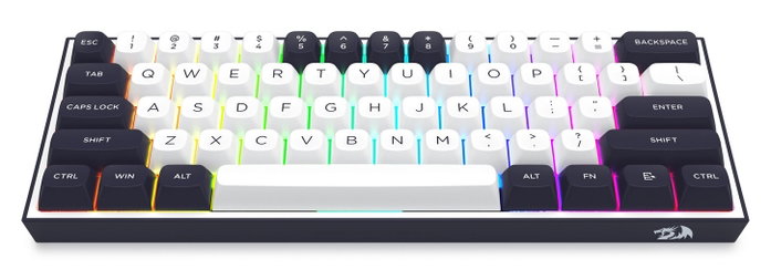 Redragon ALCOR QMK K717WB-RGB-PRO Teclado Mecánico Gaming Inalámbrico RGB 60% Blanco-Negro Layout Español Redragon ALCOR QMK K717WB-RGB-PRO Teclado Mecánico Gaming Inalámbrico RGB 60% Blanco-Negro Layout Español