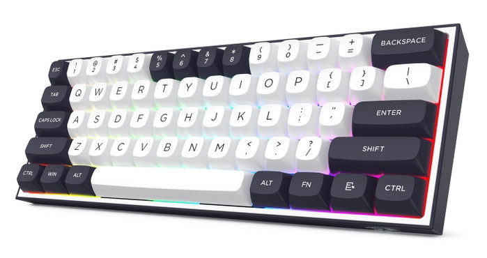 Redragon ALCOR QMK K717WB-RGB-PRO Teclado Mecánico Gaming Inalámbrico RGB 60% Blanco-Negro Layout Español Redragon ALCOR QMK K717WB-RGB-PRO Teclado Mecánico Gaming Inalámbrico RGB 60% Blanco-Negro Layout Español