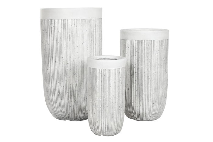 DKD Home Decor Set de 3 Maceteros de Magnesia Crudo 44x44x79 cm