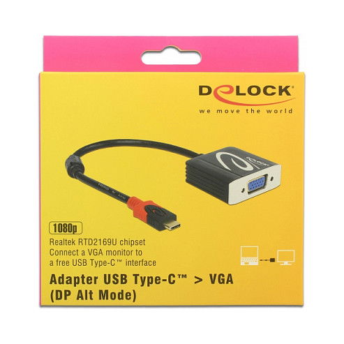 DeLOCK Adapter USB-C a VGA para Monitor, Conector HDMI, Cargador, Delock