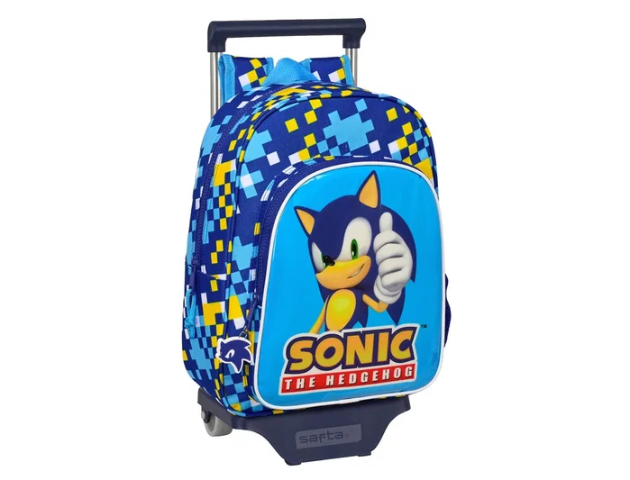Safta Mochila Escolar Sonic Speed con Carro Azul