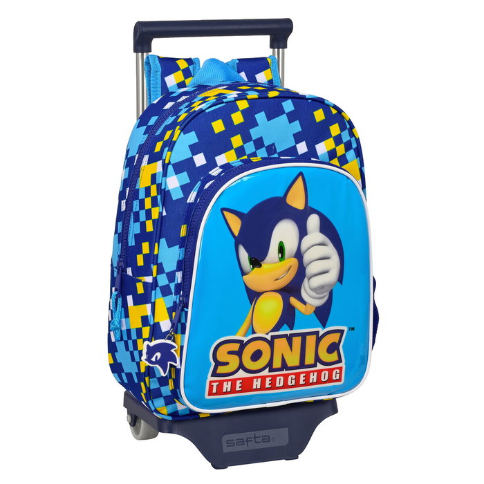 Safta Mochila Escolar Sonic Speed con Carro Azul
