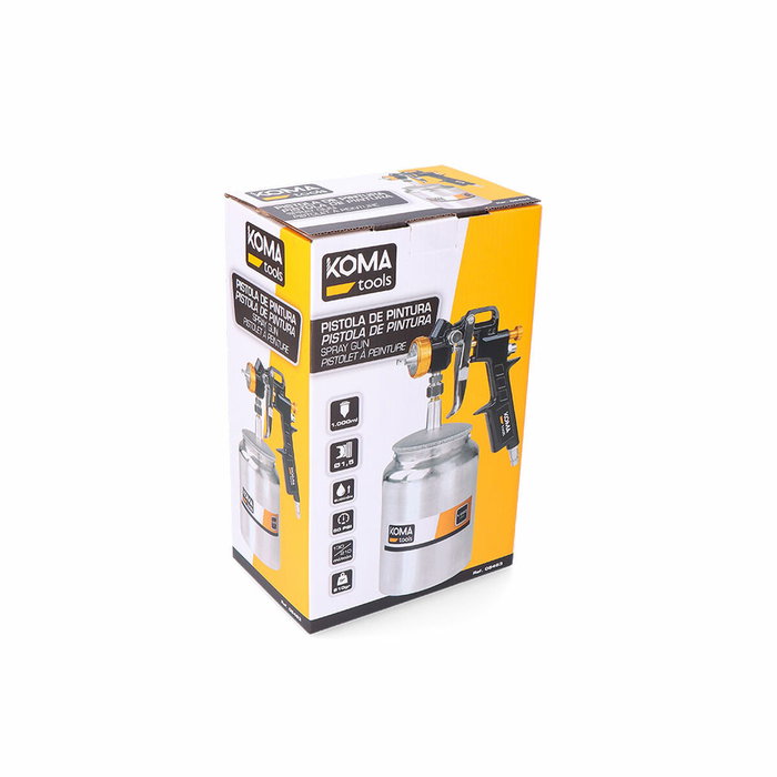 Koma Tools Pistola de pintura de succión con depósito de 1000 ml