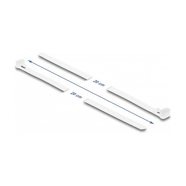 DeLOCK Bridas para cables reutilizables 200 x 7,2 mm - 100 unidades, blanco DeLOCK Bridas para cables reutilizables 200 x 7,2 mm - 100 unidades, blanco