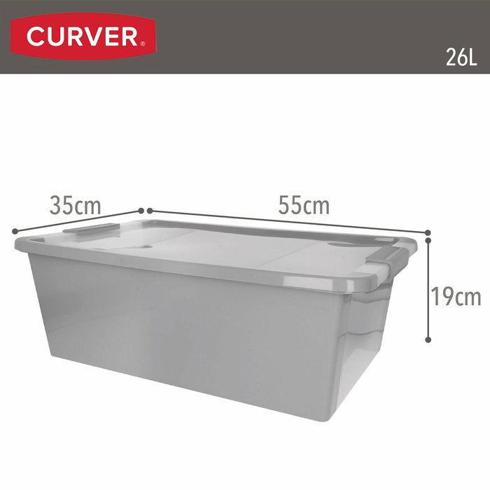 Caja de Almacenaje Curver Gris Plástico 26 L 55 x 19 x 35 cm (7 Unidades)