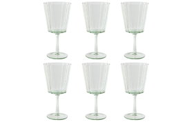 DKD Home Decor Set de 6 Copas de Cristal Bubbles Garbo Verde 380ml