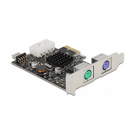 DeLOCK Tarjeta PCI Express x1 a 2 x PS/2 y USB, PCIe 1.0a, Factor de Forma Bajo Perfil, Conectores Hembra Derechos, Plug and Play, Compatible con Windows y Linux