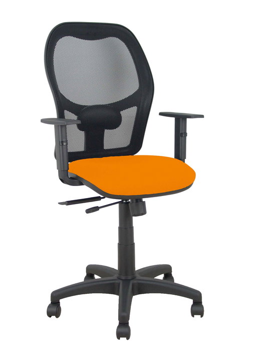 Silla de oficina Alocén con mecanismo Sincro/Traslack tapizada con Tela color Naranja oscuro y malla color Negro. Equipada con lumbar 1D, Brazos 1D y Ruedas de nailon 50 mm Silla de oficina Alocén con mecanismo Sincro/Traslack tapizada con Tela color Naranja oscuro y malla color Negro. Equipada con lumbar 1D, Brazos 1D y Ruedas de nailon 50 mm