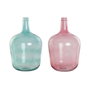 DKD Home Decor Set de 2 Jarrones de Cristal Reciclado 10L en Rosa y Verde Jade